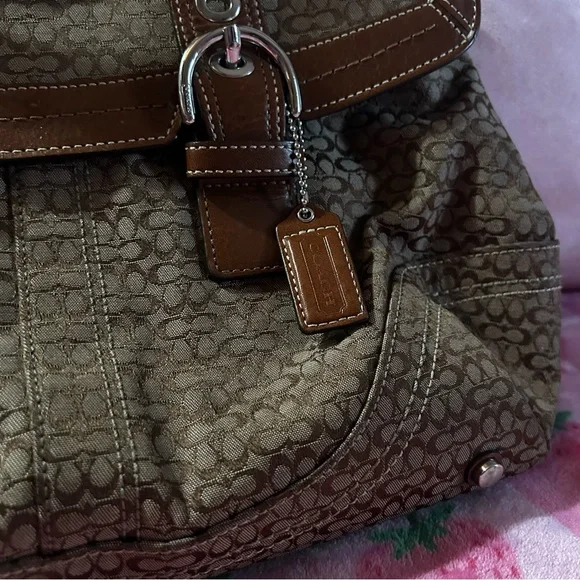 Coach Y2K F12312 Soho Signature Jacquard Flap Satchel Bag Bwn - Picture 2 of 5